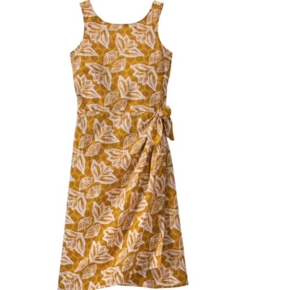 Patagonia Pataloha Yellow Print Organic Cotton Sun Dress Size 10